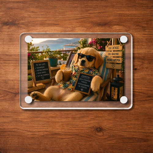 Acrylic fridge magnet "No stress, only calm" Summer Dog new