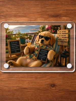 Acrylic fridge magnet "No stress, only calm" Summer Dog new