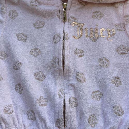 Juicy Couture pink terry jumpsuit with crown patterns, like new