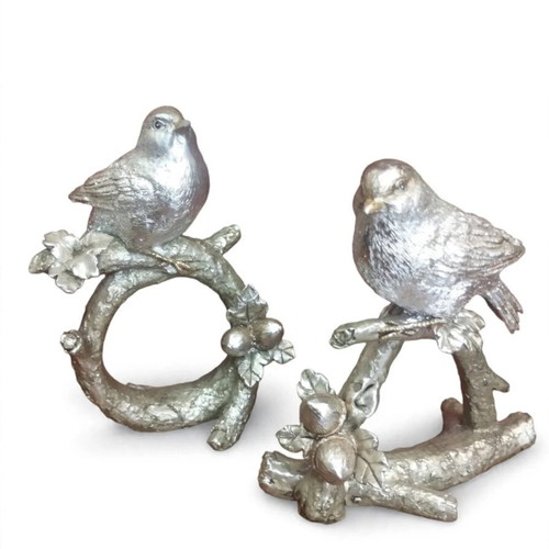 Silver Ceramic Birds Set of 2 like new