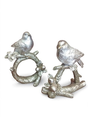 Silver Ceramic Birds Set of 2 like new
