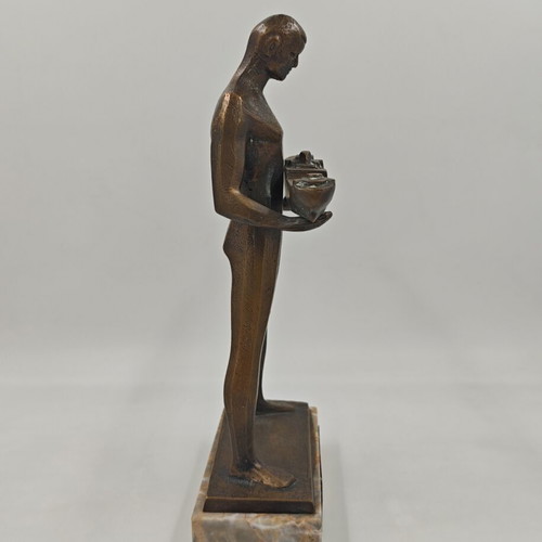 Bronze Maritime Statue "The Shipbuilder" used with alabaster base