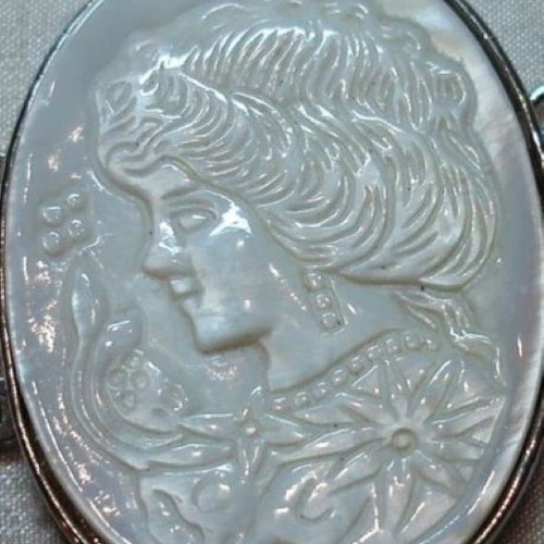 Stainless Steel Necklace Clasp with White Opal like new, Art Nouveau