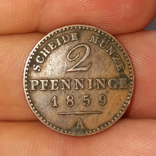 Prussia 2 Pfenning 1859 coin like new