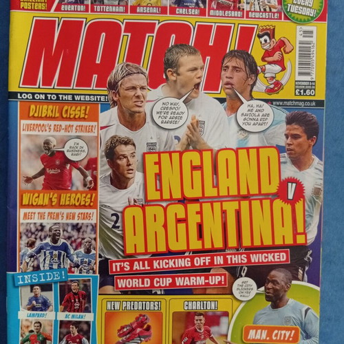 Match Football Magazine issue 8-14 November 2006 like new with Manchester City posters