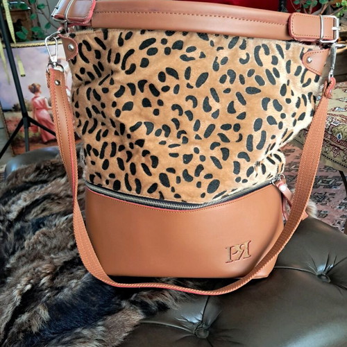 Pierro bag made of eco leather like new, tan with leopard print