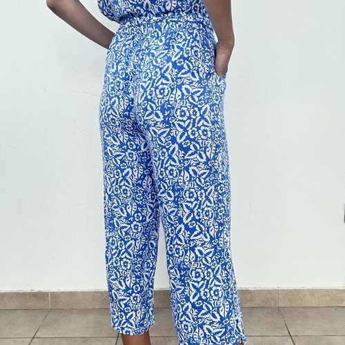 Palazzo pants and blouse set new, white and blue