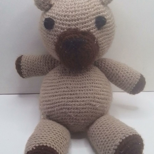 Crochet cat doll used, handmade, height 14 cm