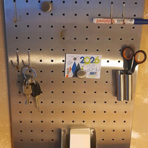Inox bulletin board like new with magnets and hooks