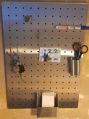 Inox bulletin board like new with magnets and hooks