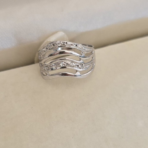 White gold 585 Cleopatra ring with zircon, size 56