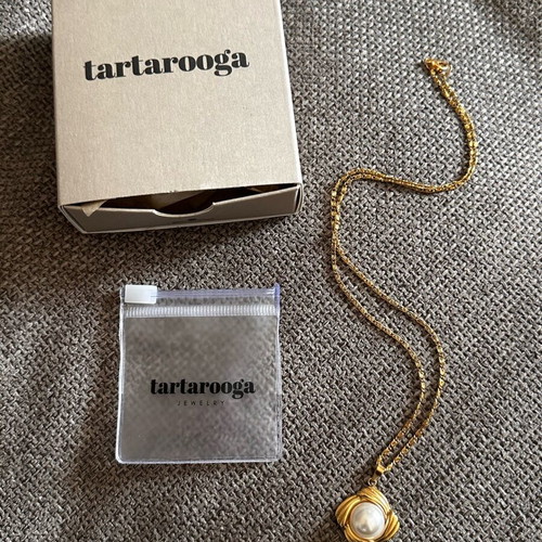 Vintage necklace with pearl gold-plated stainless steel new