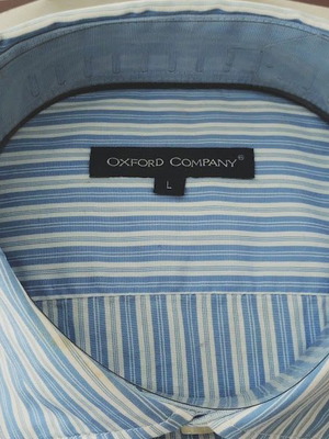 Oxford Company men's striped shirt size L, new, turquoise and white