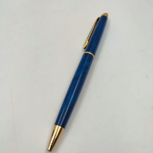 Waterman Paris Ballpoint Pen Blue Marble with Gold Trim and Box
