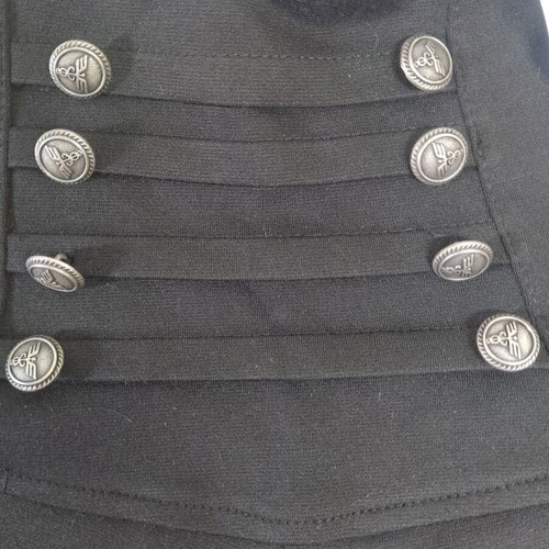 Paranoia black high-waisted shorts XS with military button detail