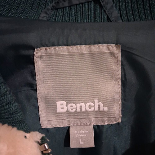 Bench Faux Fur Bomber jacket like new, emerald green and beige