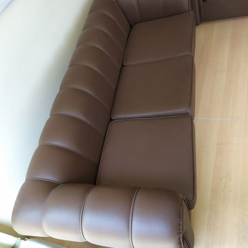 Leather living room set like new with three-seat sofa, two-seat sofa and armchair