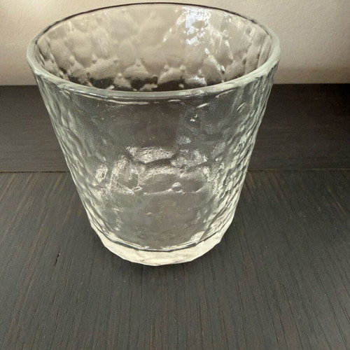 Set of 16 glass tumblers with embossed honeycomb design, new
