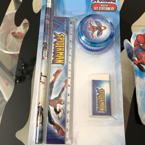 Spider-Man school set with pencil, ruler, sharpener, eraser and sharpener new