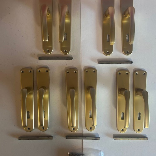 Hoppe Germany set of 5 door handles 75mm gold matte