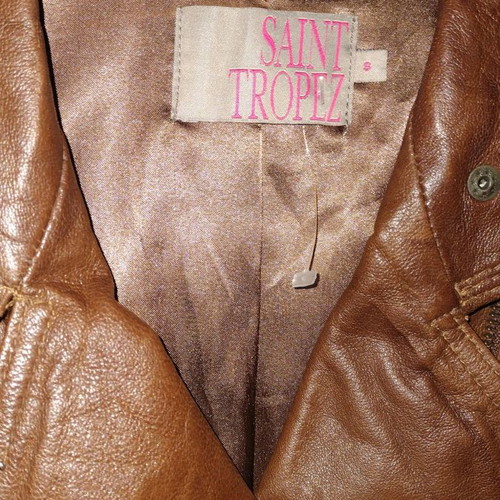 Saint Tropez leather jacket new, vintage style, brown, size S