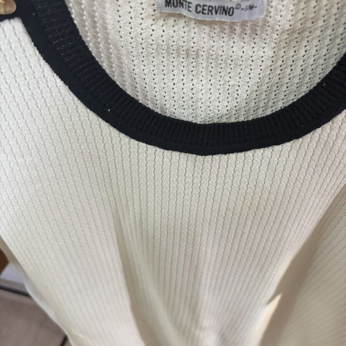 Blouse with gold buttons like new, black and white, one size