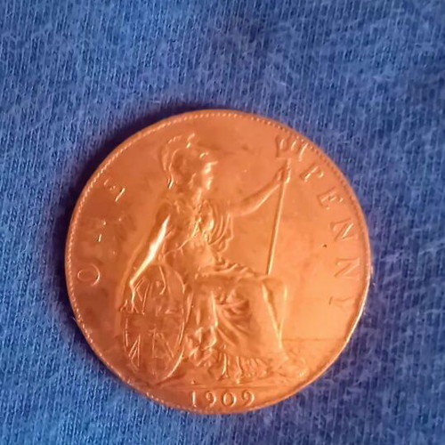 One Penny 1909 coin of Great Britain, like new