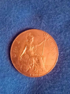 One Penny 1909 coin of Great Britain, like new