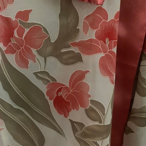 Mystico nightdress and robe set like new, white and pink, size S