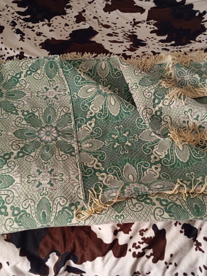 Retro vintage jacquard bedspread with fringes like new, 60s-70s