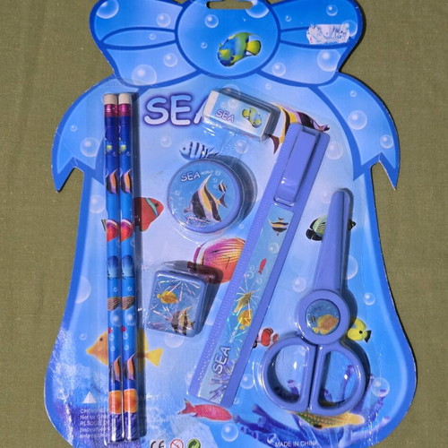 School supplies set with fish theme new