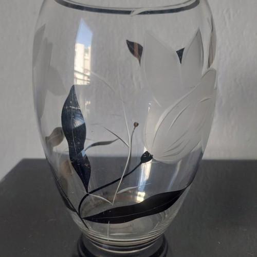 Vintage vase with silver details used