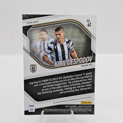 2025-26 Panini Prizm Fifa Kiril Despodov RC Silver Wave Prizm PAOK card like new