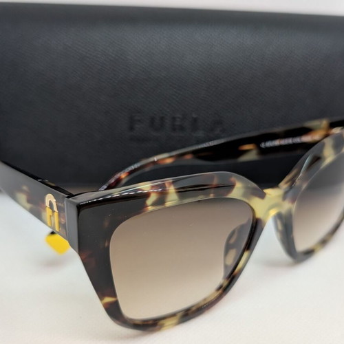 Furla Women's Sunglasses Brown Tortoise Shell Acetate Frame New