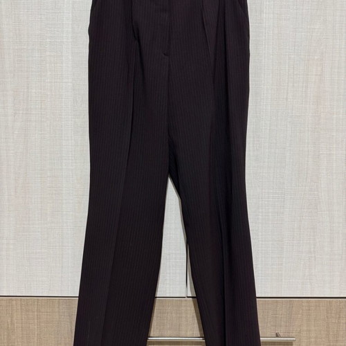 Lisa Dean wool pants M/L like new, grey-brown with stripes