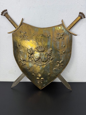 Decorative wall shield with swords like new