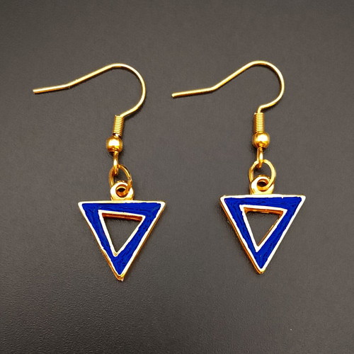 Azzurro Triade Blue Earrings New, Gold Steel and Enamel