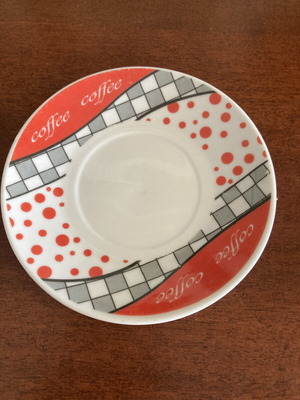 Smi Home Collection Coffee-Time πιατάκι εσπρέσο με κόκκινο γεωμετρικό σχέδιο