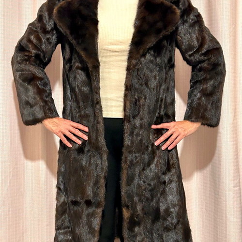 Authentic mink fur coat like new, brown, size L