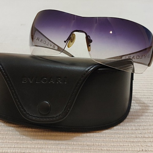 Bvlgari 550 103/8G Vintage Y2K Sunglasses Mask Like New Blue Silver