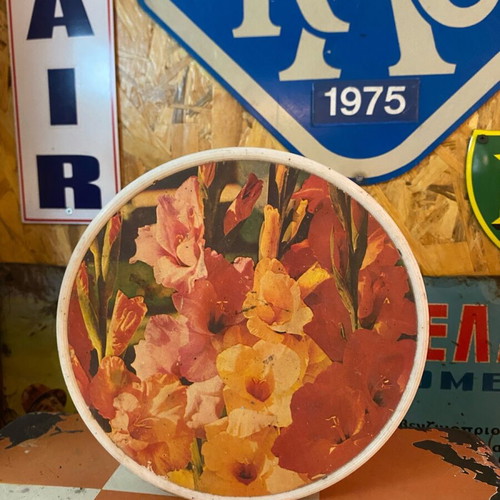 Plastic box used, round, 20 cm diameter, Greek made