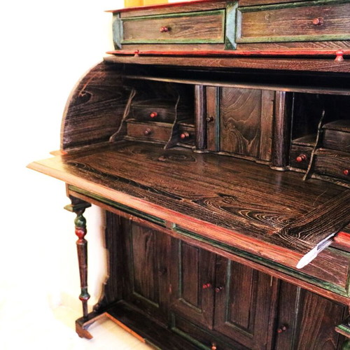 Antique handmade roll top desk used, interwar period