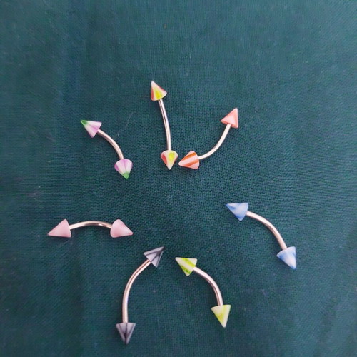Eyebrow earrings set of 7, multicolor, like new
