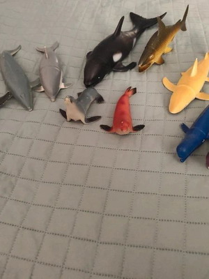 Vintage sea animal toys used, plastic