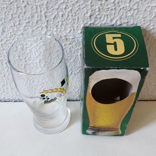 Mythos Beer Glass like new with original box