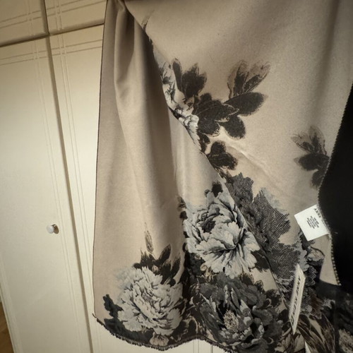 Anne Klein black scarf with floral design, new