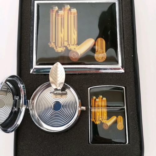 Set of cigarette case, lighter and personal ashtray new