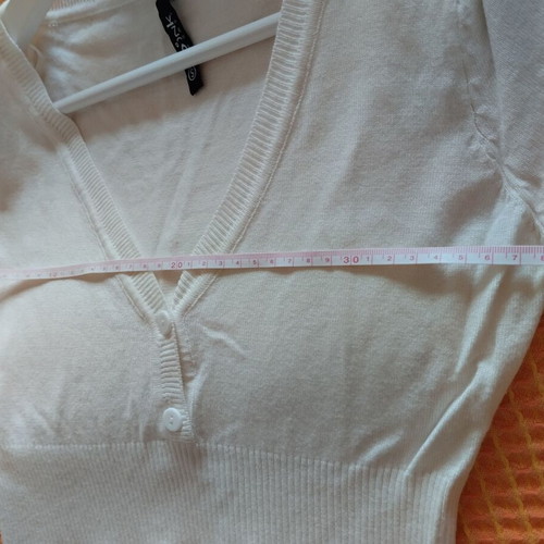 Pink Woman knitted cotton dress new, small, white cream