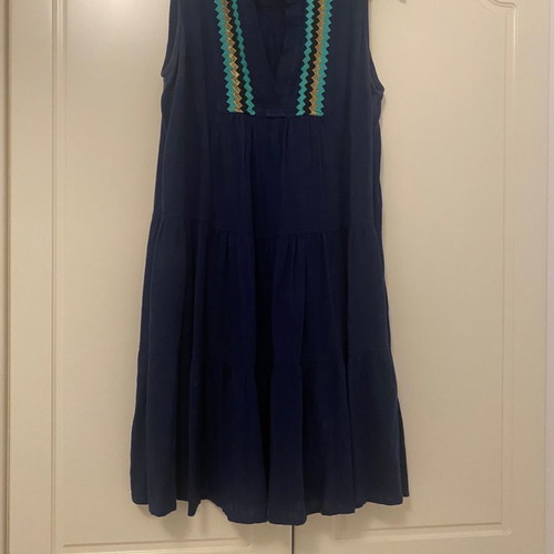 Nema dress dark blue with embroidery new s/m