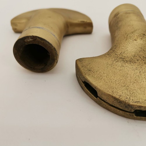 Niagara brass ends for floor toilet bowl used, set of 2, 1960s